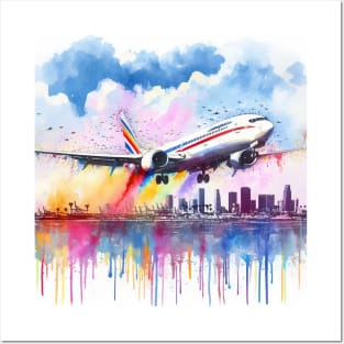 Fantasy illustration of a jet taking off from an airport Posters and Art